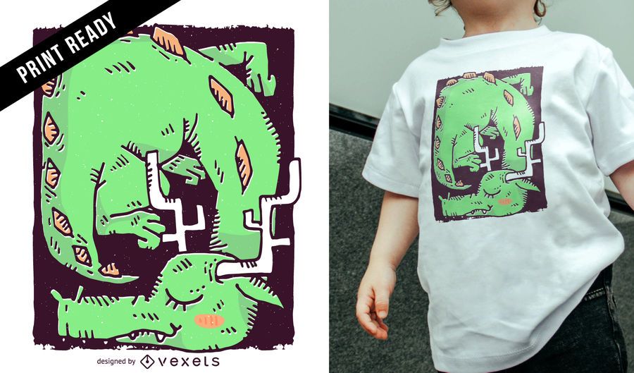Diseño de camiseta de niños dragón durmiendo Diseño de camiseta de niños dragón durmiendo