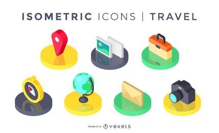 Conjunto de ícones de viagens isométricas