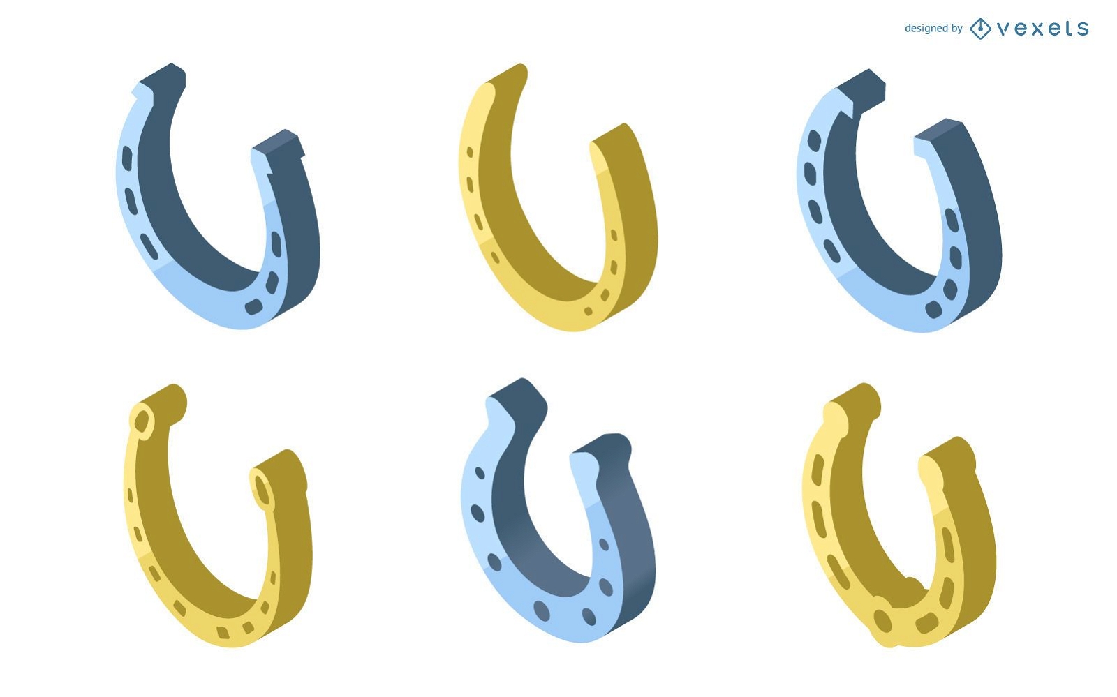Gold and silver horseshoe collection