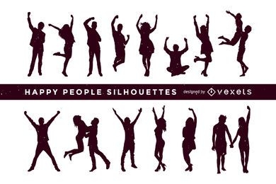 Happy people silhouettes collection