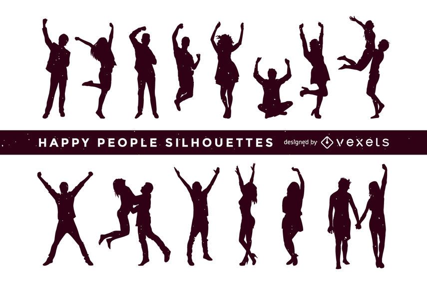 Happy people silhouettes collection Happy people silhouettes collection