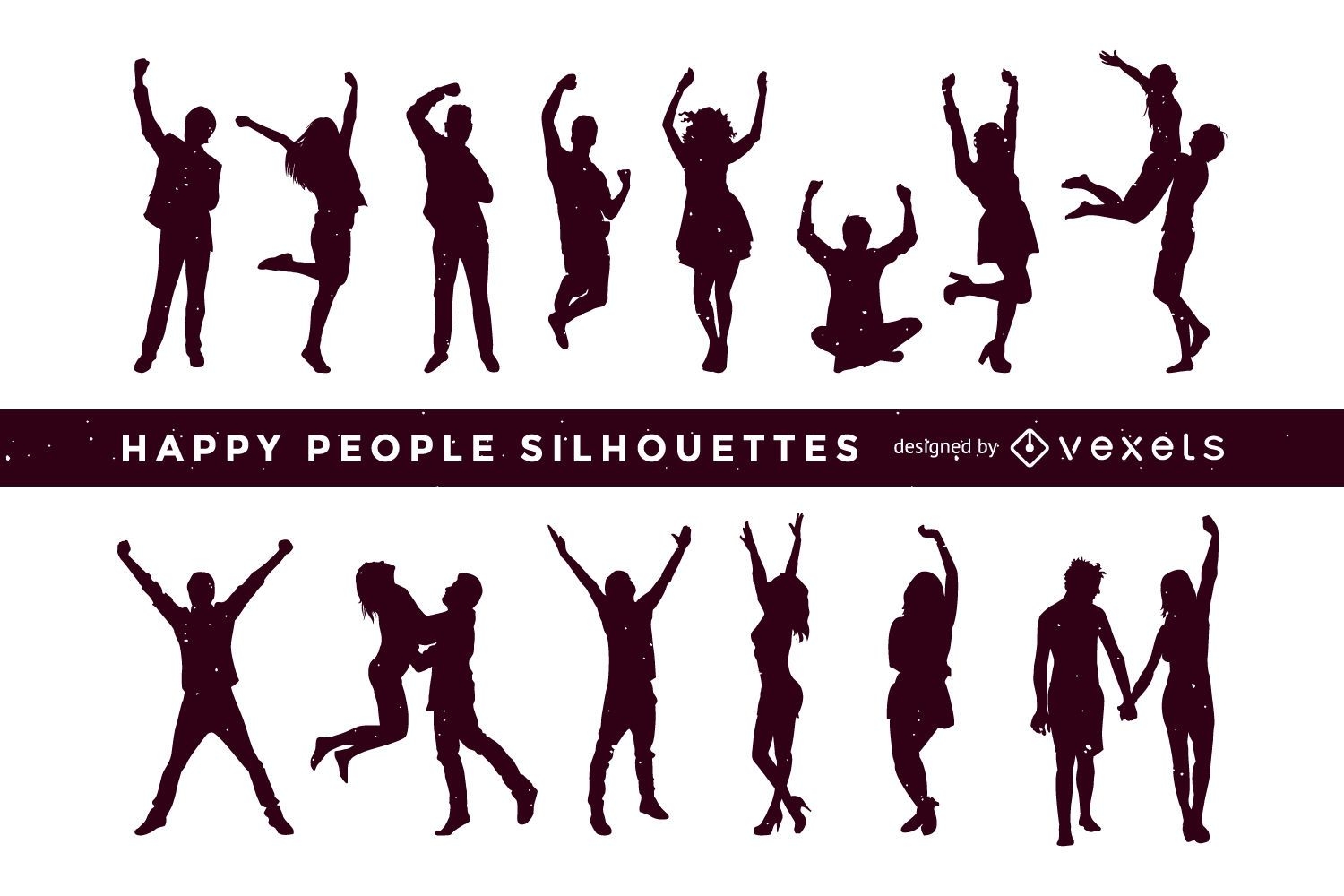 Happy people silhouettes collection
