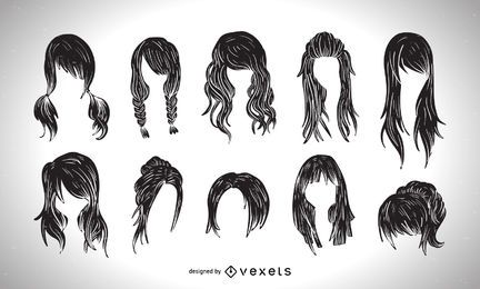 Colección de gráficos para mujer estilo corte de pelo Colección de gráficos para mujer estilo corte de pelo