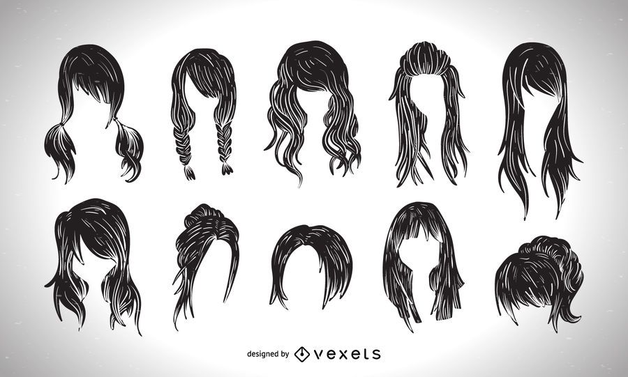 Coleção gráfica de estilo de corte de cabelo de mulheres Coleção gráfica de estilo de corte de cabelo de mulheres