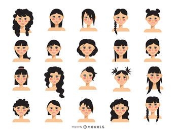 Coleção de avatar com corte de cabelo feminino