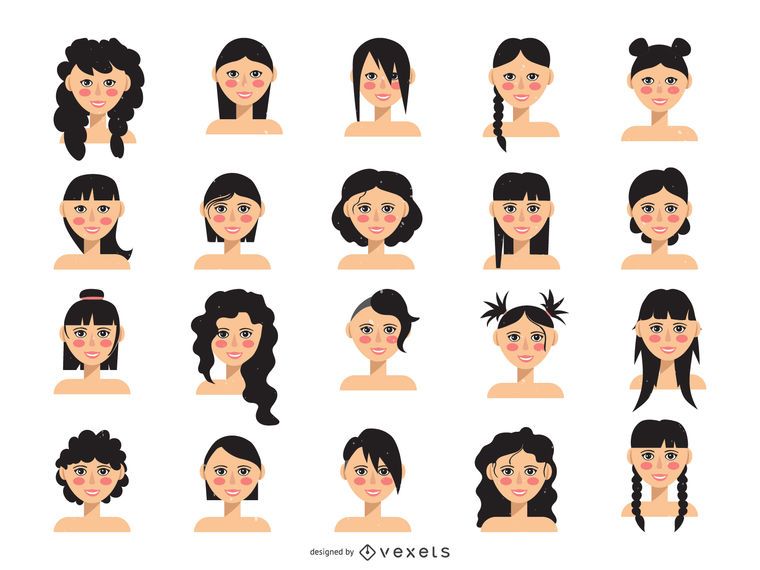 Coleção de avatar de corte de cabelo de mulheres Coleção de avatar de corte de cabelo de mulheres