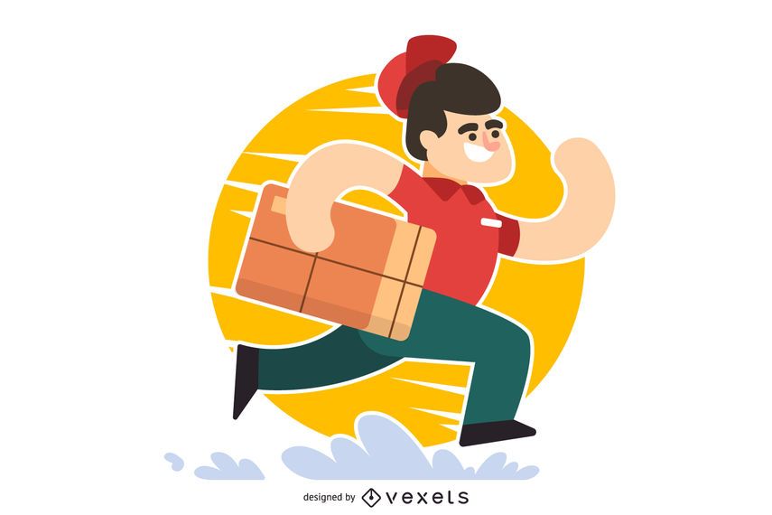 Dibujos animados de hombre de entrega corriente Dibujos animados de hombre de entrega corriente