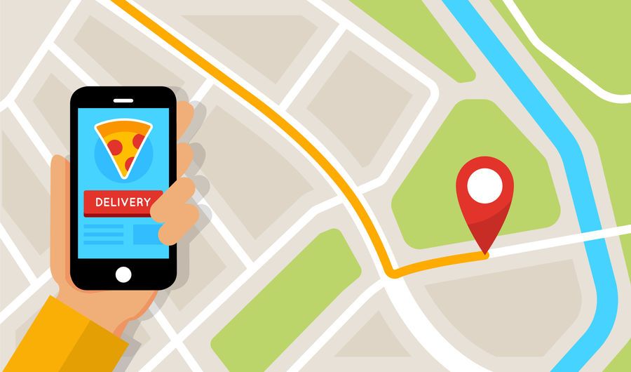 Delivery map flat application screen Delivery map flat application screen