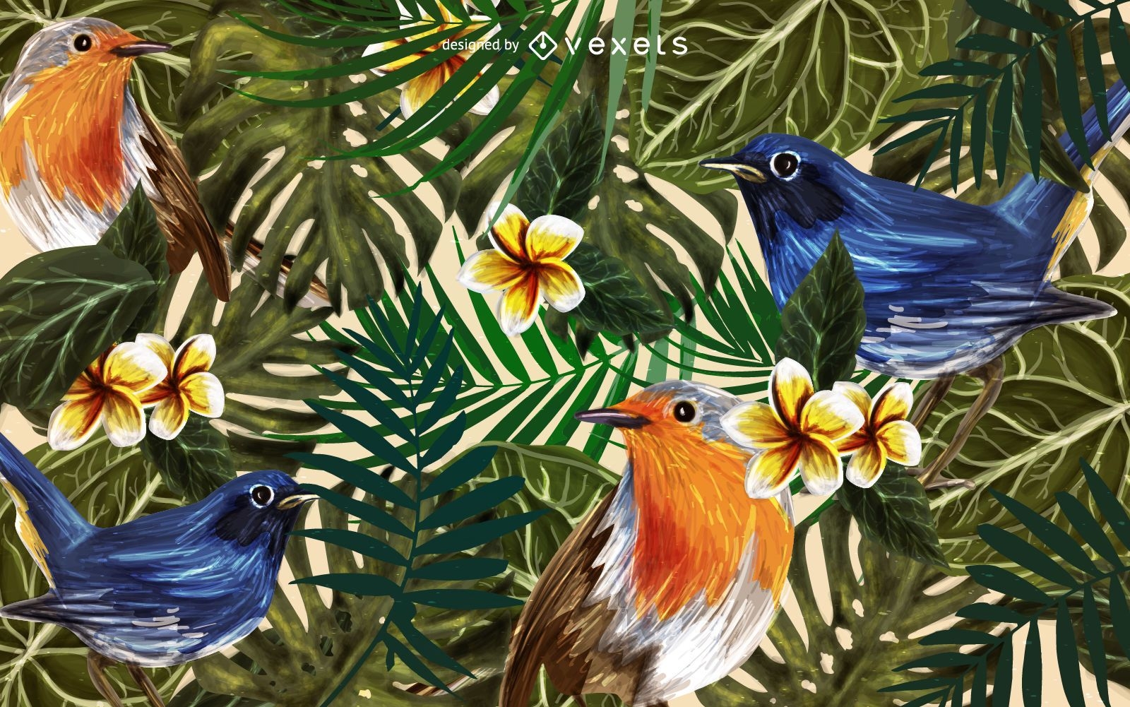 Tropical finch birds background