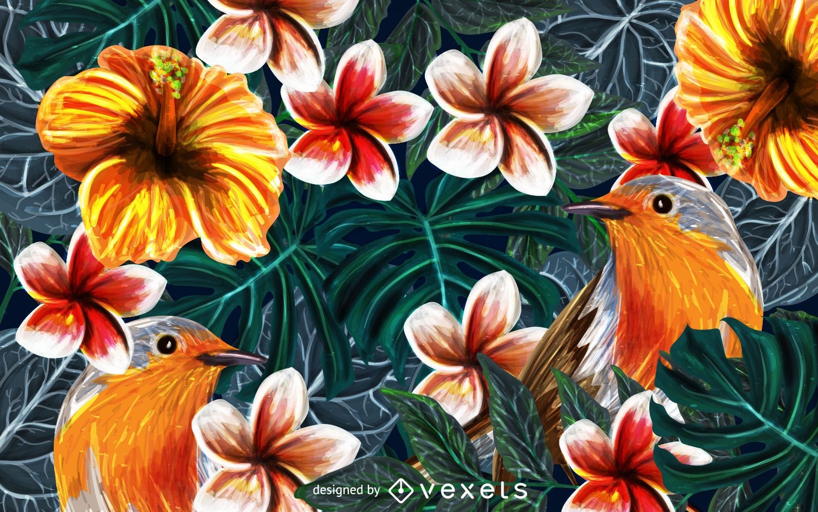 Tropical birds nature background
