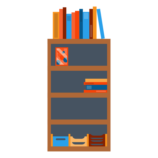 Bookshelf with office papers clipart PNG Design