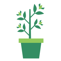 Vaso de flores verde com clipart de plantas Desenho PNG