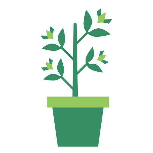 Vaso de flores verde com clipart de plantas Desenho PNG