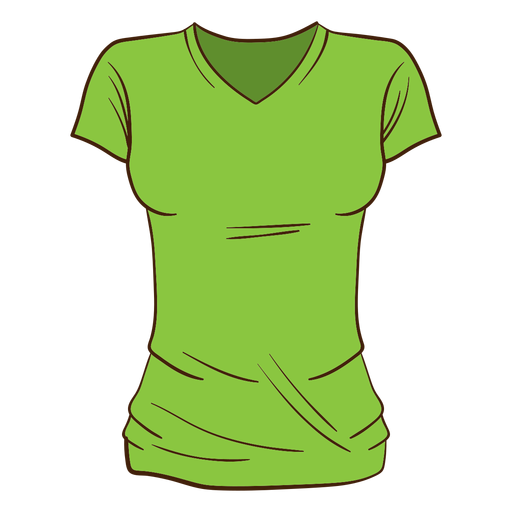 Camiseta feminina verde cartoon Desenho PNG