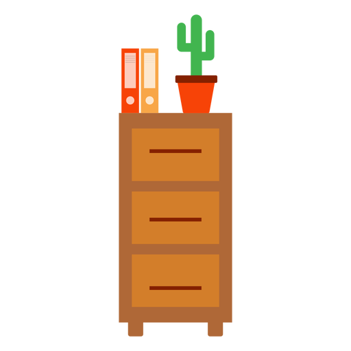 B?roschrank mit Kaktus Clipart PNG-Design