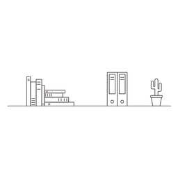 Büro Wand Bücherregal Strich Symbol PNG-Design