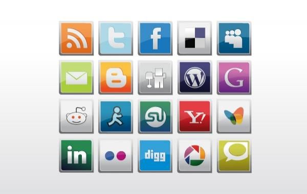 Pack de iconos sociales brillantes Pack de iconos sociales brillantes
