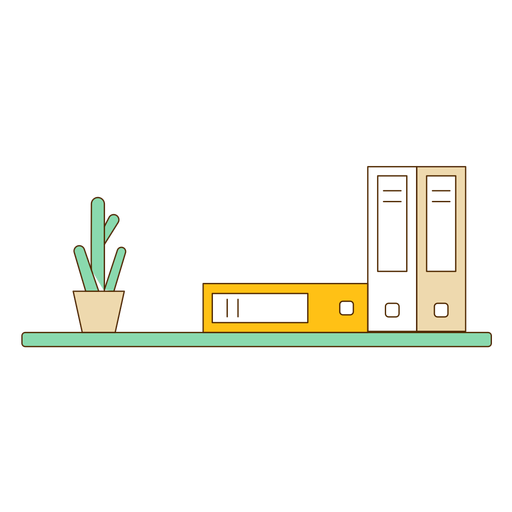 Wall bookshelf with cactus icon PNG Design