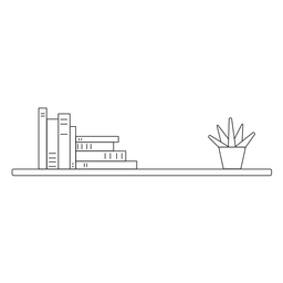 Wand Bücherregal mit Kaktusstrich PNG-Design