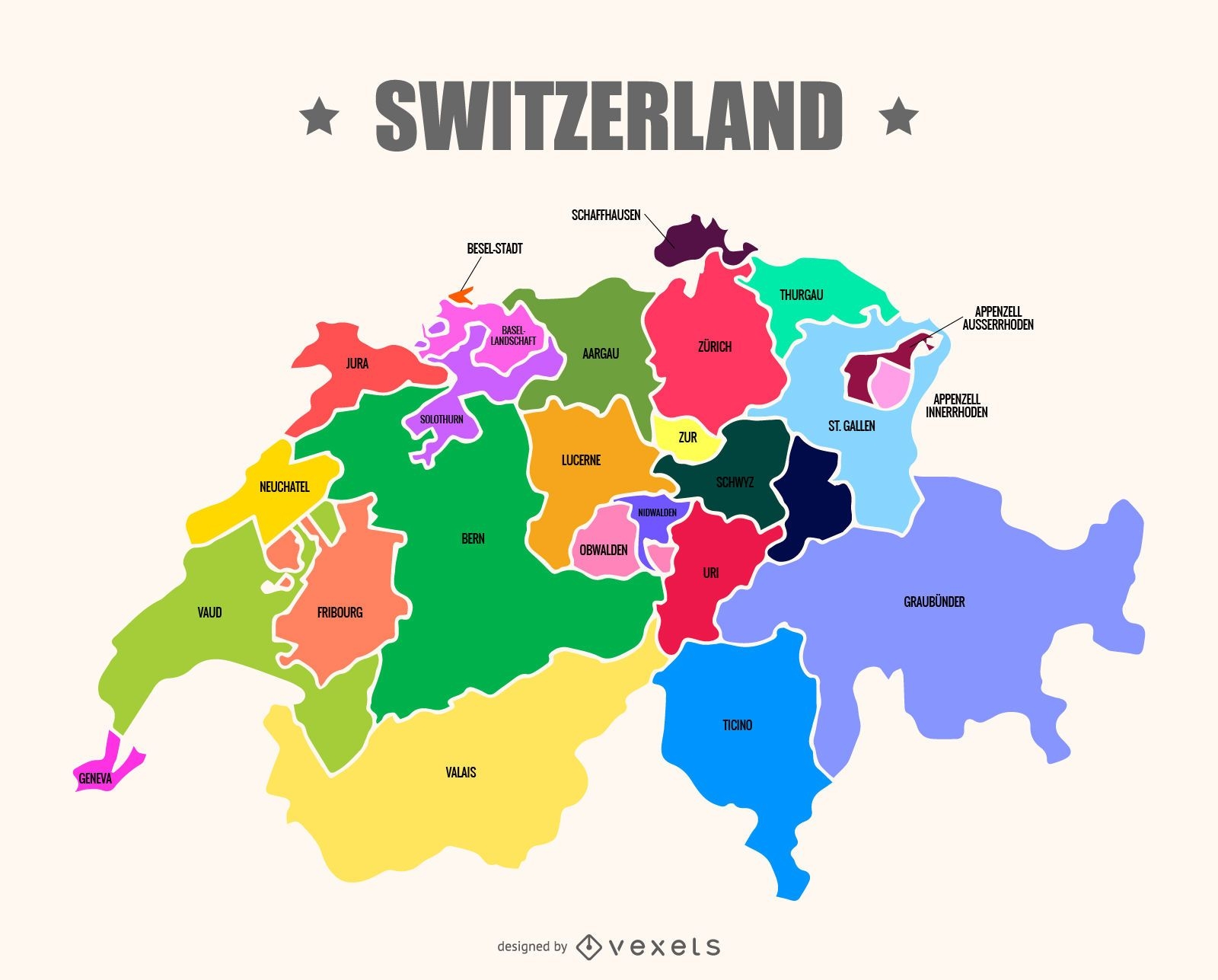 Vector de mapa de Suiza