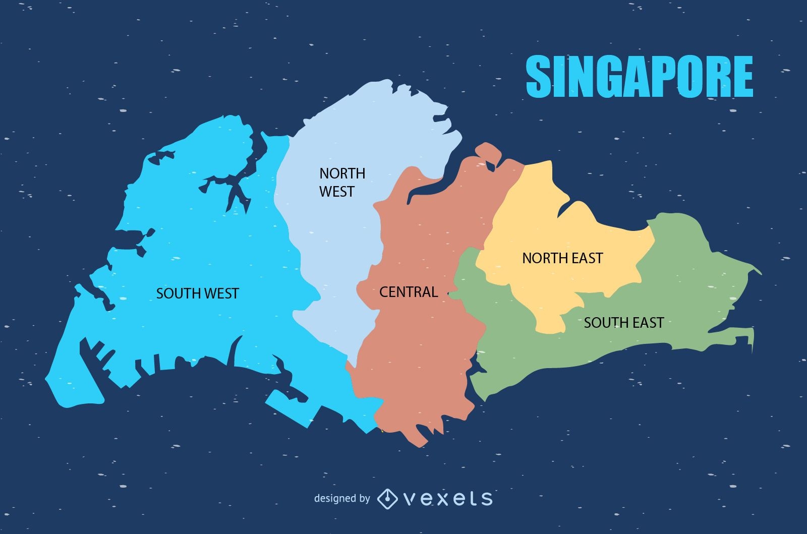 Colored Singapore map design
