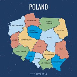 Mapa de la división administrativa de Polonia Mapa de la división administrativa de Polonia