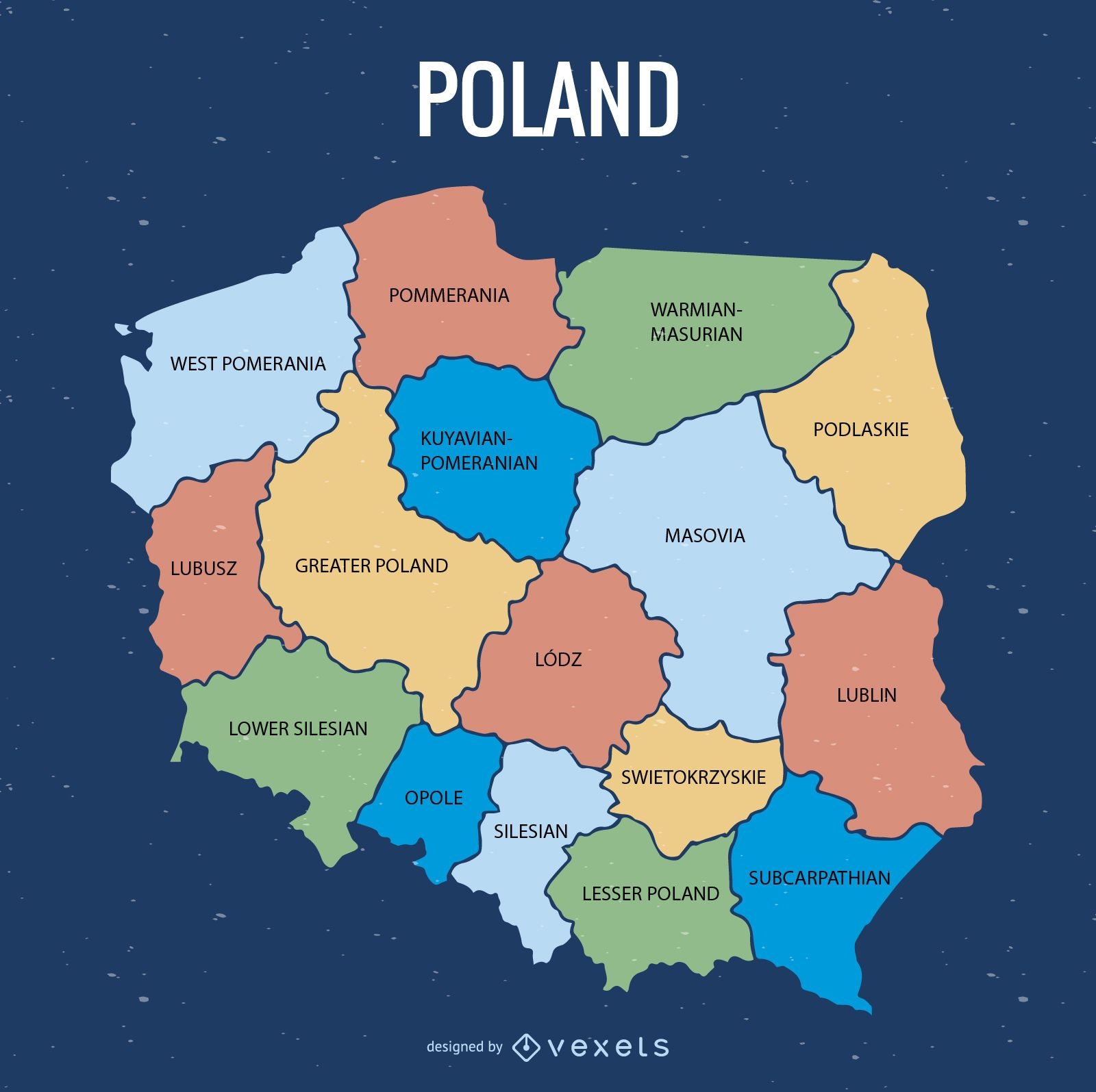 Mapa de la divisi?n administrativa de Polonia