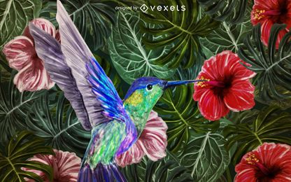 Hummingbird background painting