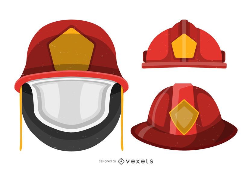 Fireman isolated helmet set Fireman isolated helmet set