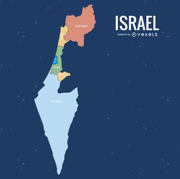 Israel farbige Bezirke Karte