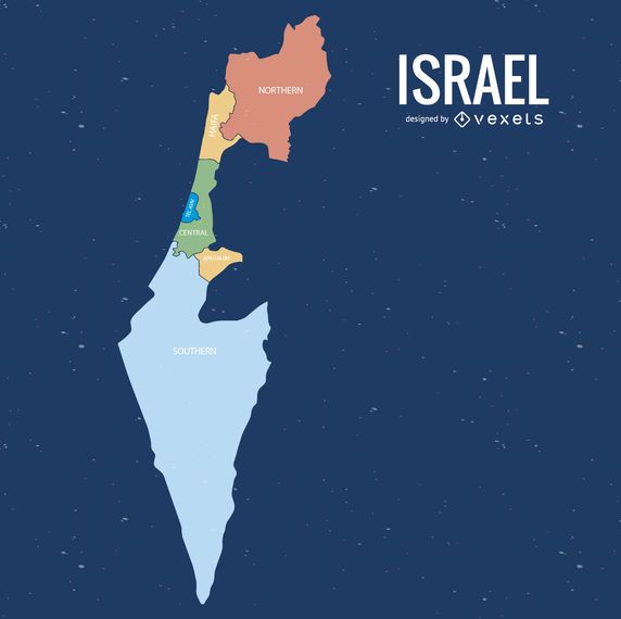 Mapa de distritos coloreados de Israel Mapa de distritos coloreados de Israel