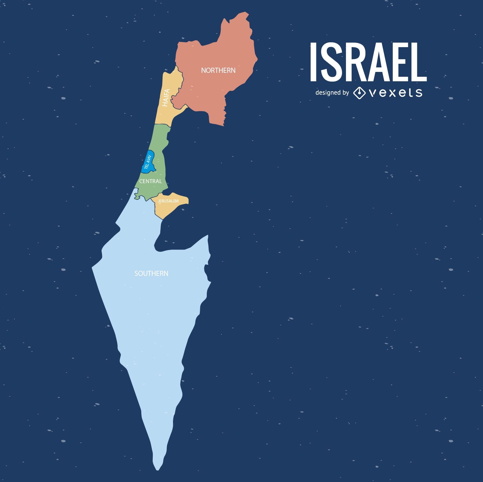 Mapa de distritos coloridos de Israel