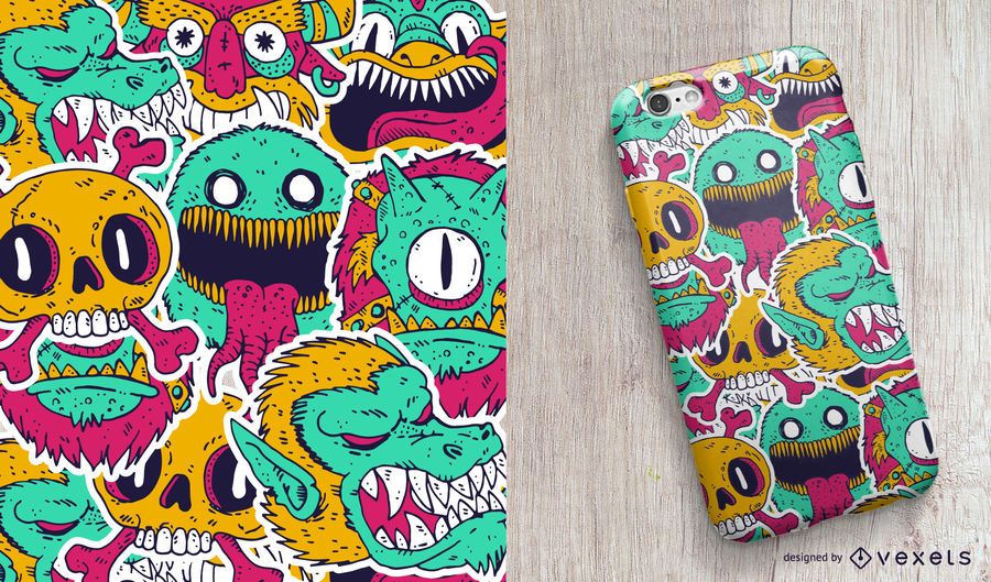 Design de caso de telefone de monstros Design de caso de telefone de monstros