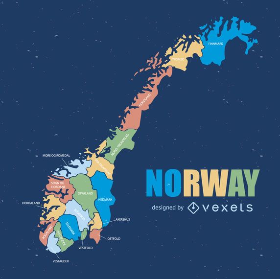 Mapa da divisão administrativa da Noruega Mapa da divisão administrativa da Noruega