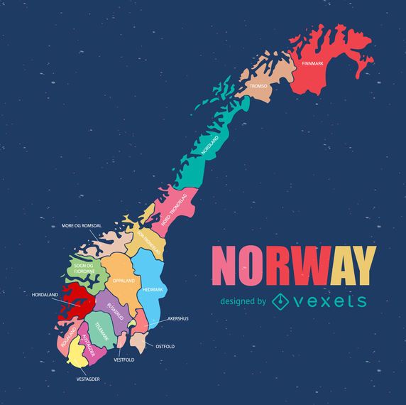 Mapa do condado regional da Noruega Mapa do condado regional da Noruega