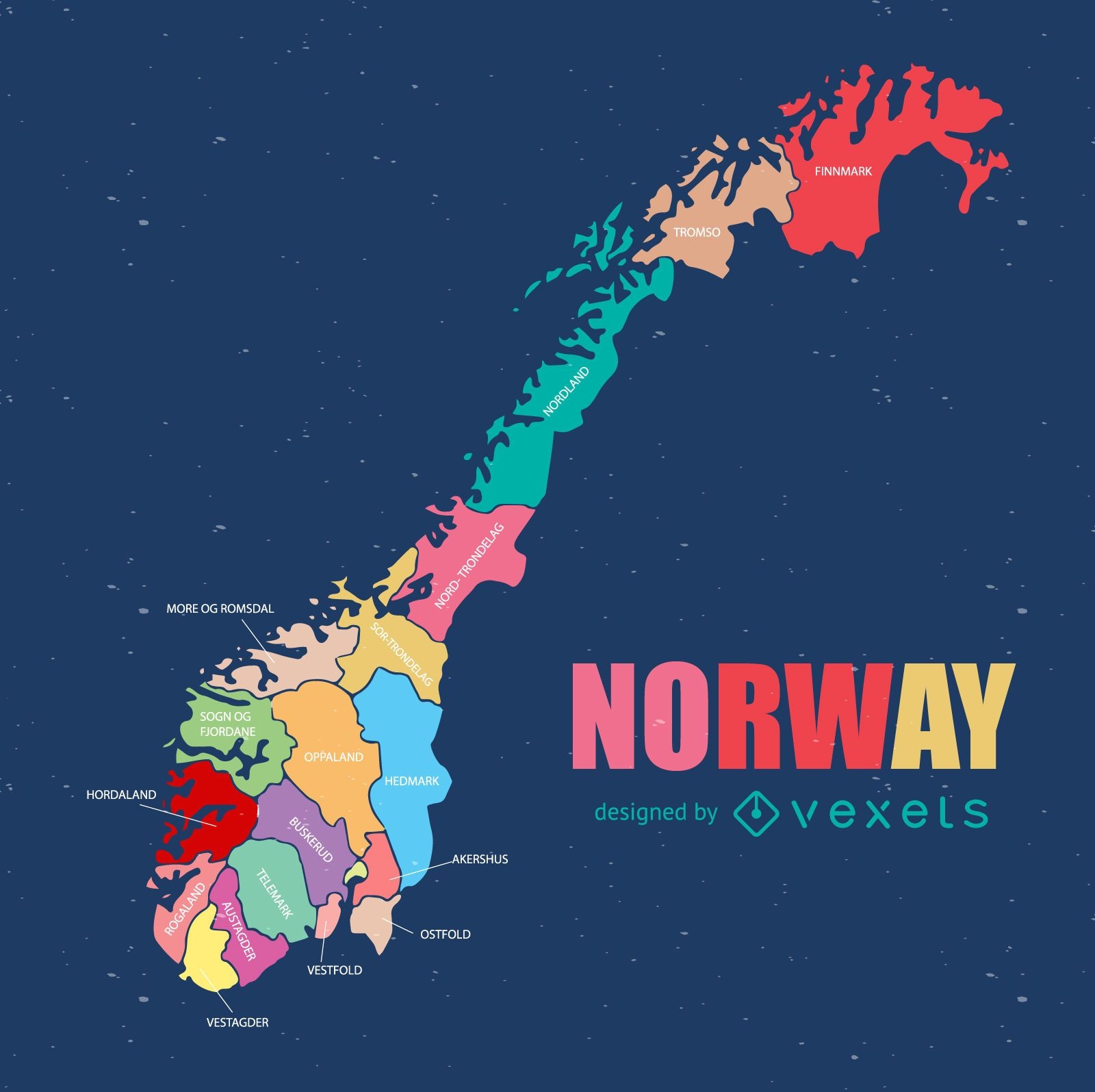 Mapa del condado regional de Noruega