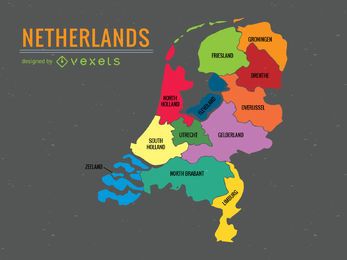 Mapa de la división administrativa de Holanda Mapa de la división administrativa de Holanda