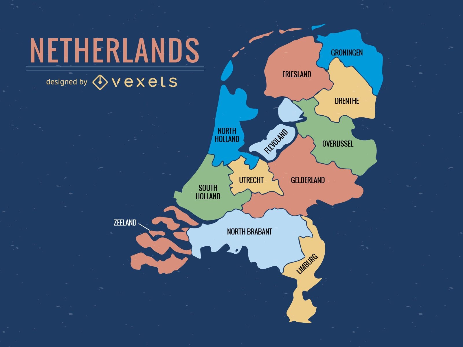 Bunte niederländische Provinzkarte