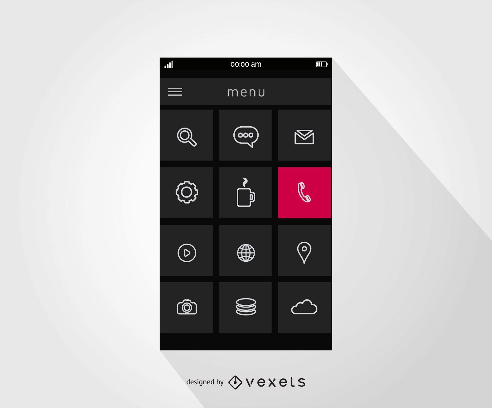 Design da interface do menu do smartphone