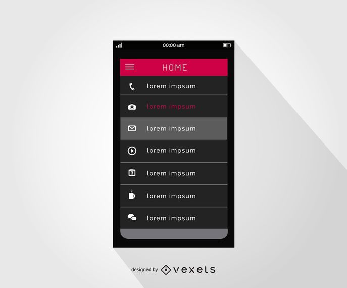 Smartphone home menu interface design Smartphone home menu interface design
