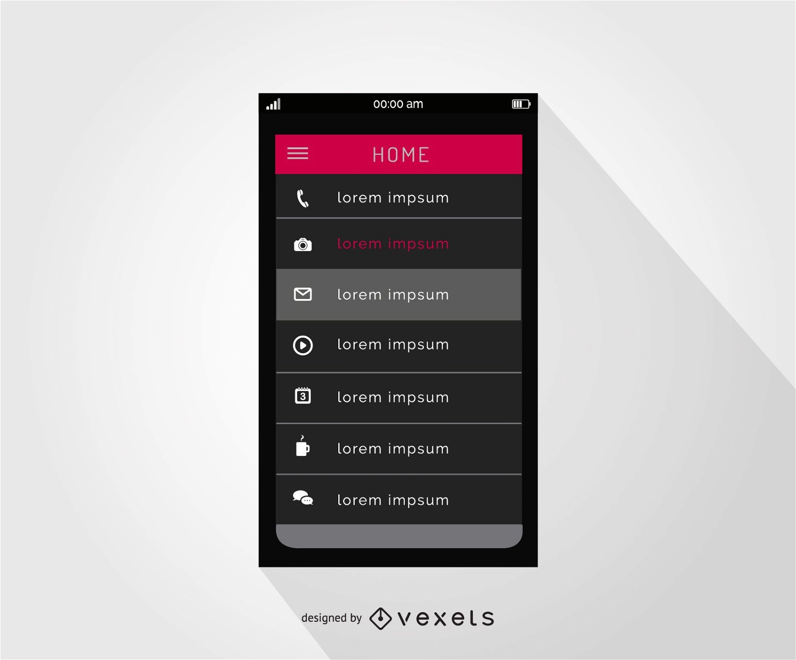 Design da interface do menu inicial do smartphone