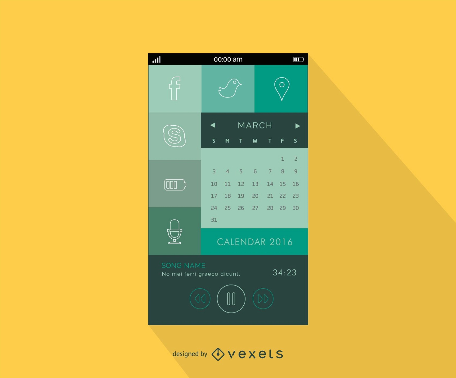 Design do menu do aplicativo para smartphone