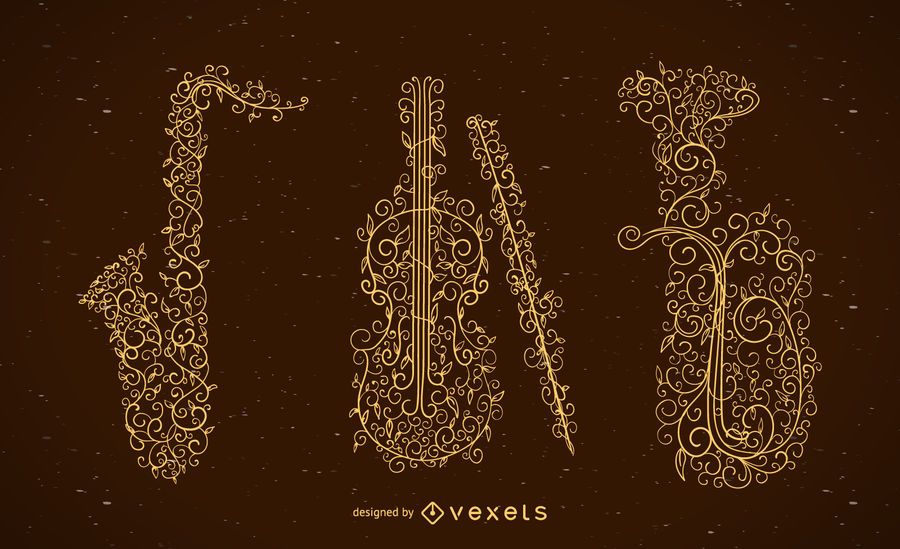 Floral swirls musical instrument set Floral swirls musical instrument set