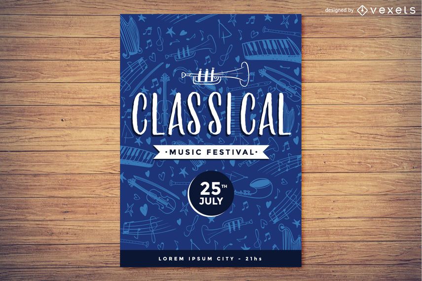 Festival de música clásica cartel diseño. Festival de música clásica cartel diseño.