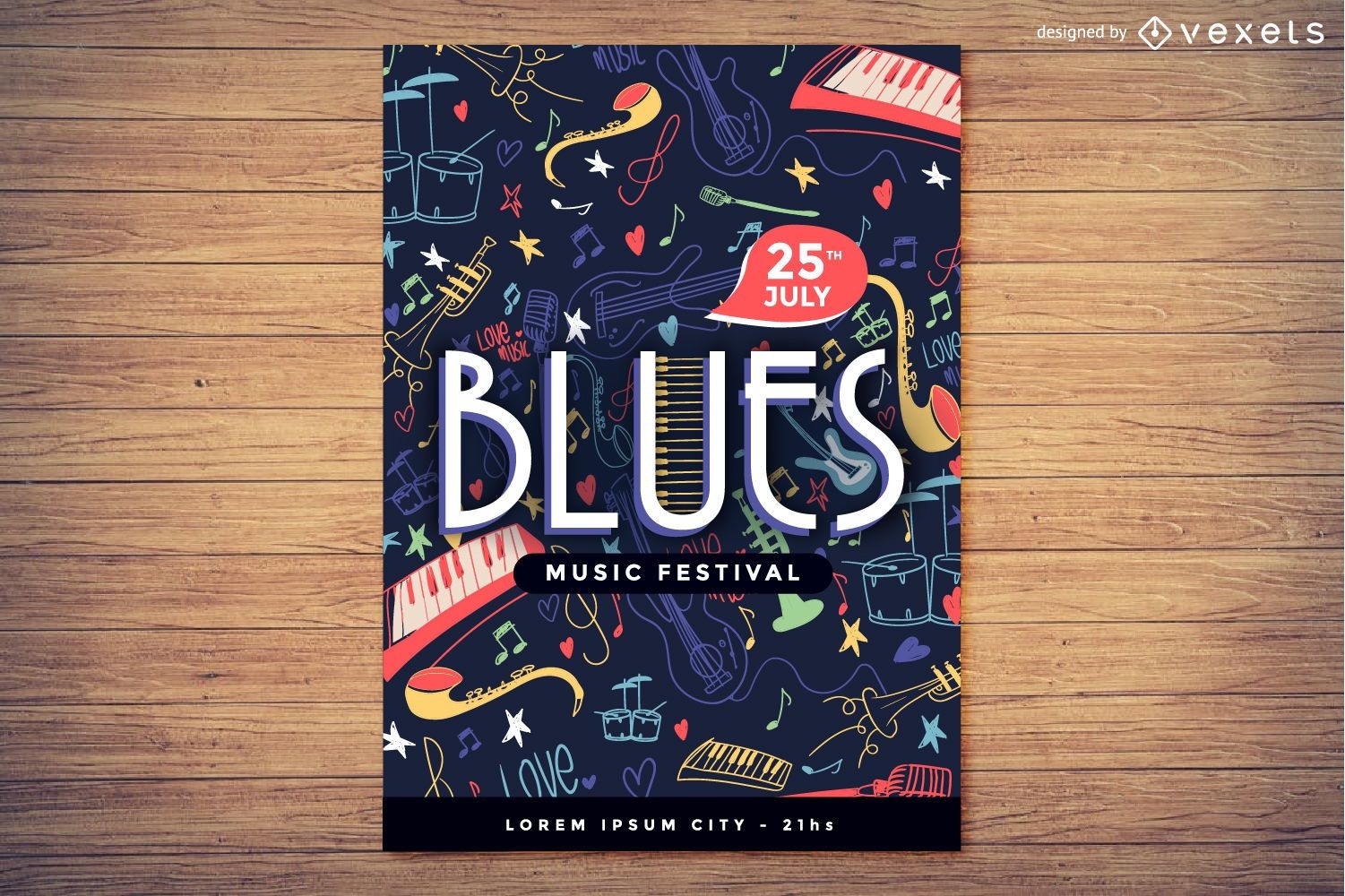 Blues Musik Festival Plakat Konzept