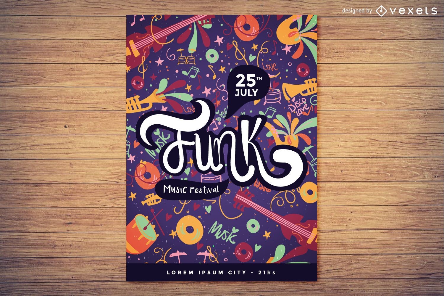 Funk music festival poster design