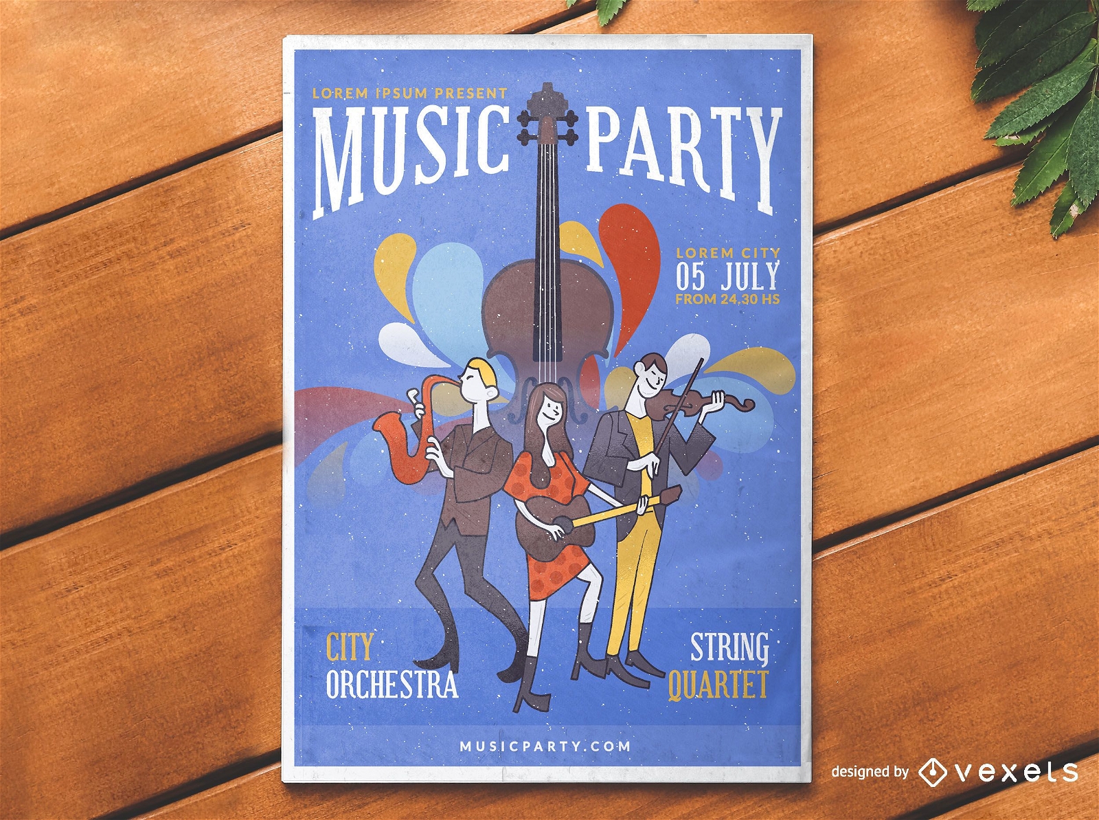 Conceito de cartaz de evento musical de desenhos animados