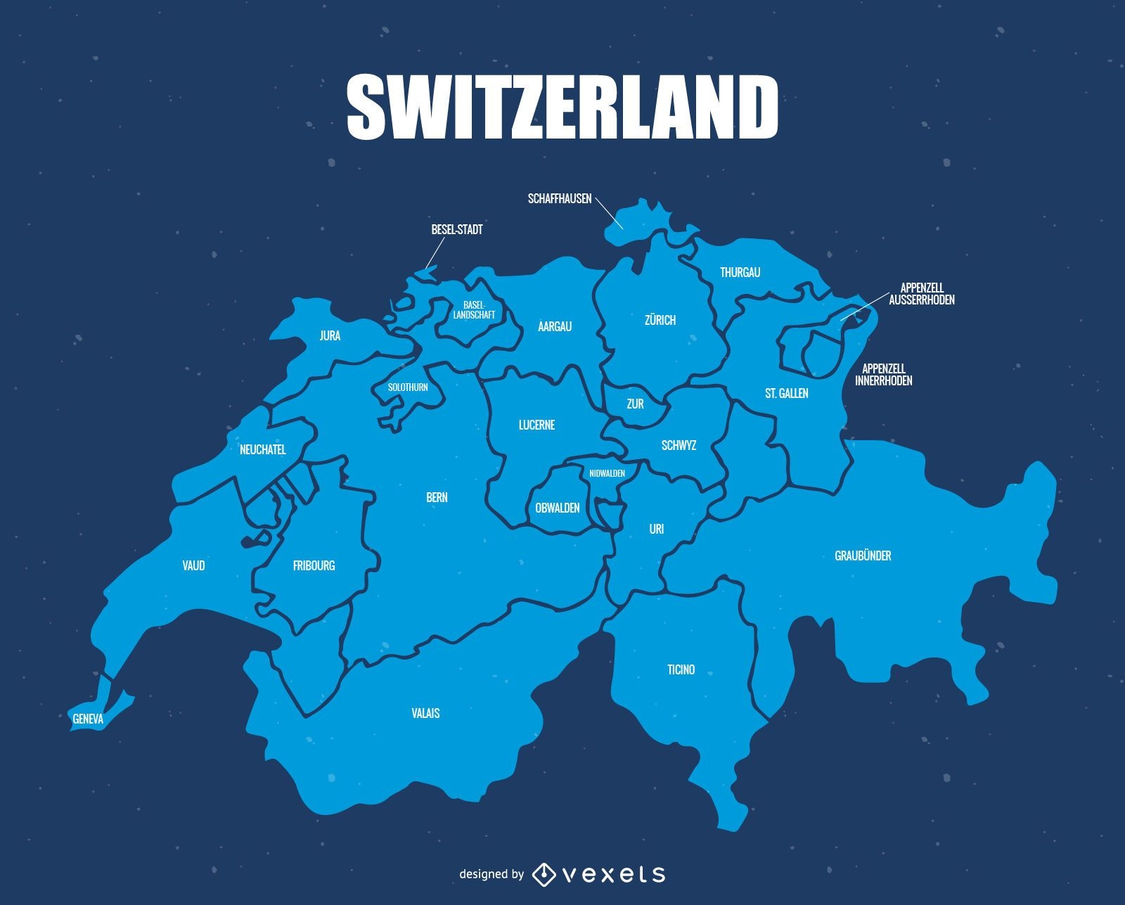Mapa da divisão administrativa da Suíça