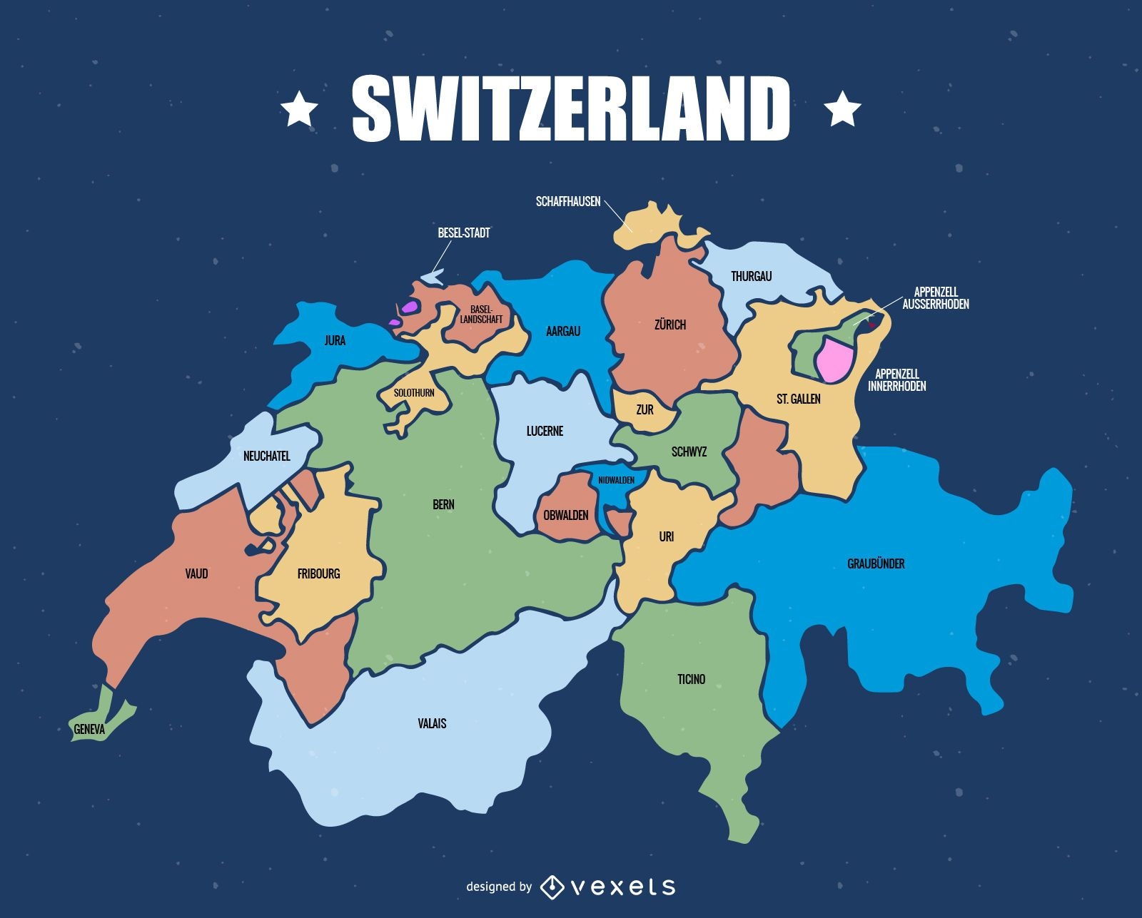 Mapa de los cantones de Suiza