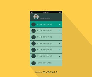 Plantilla de diseño de interfaz de lista de contactos móviles Plantilla de diseño de interfaz de lista de contactos móviles